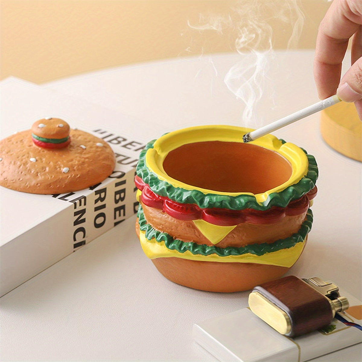 Orange Resin Ashtray with Lid – Creative Desktop Decor