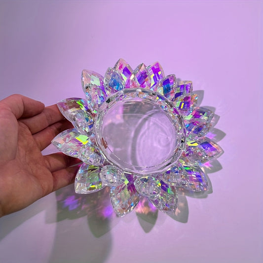 Crystal Lotus Ashtray & Candlestick – Decorative Desktop Piece