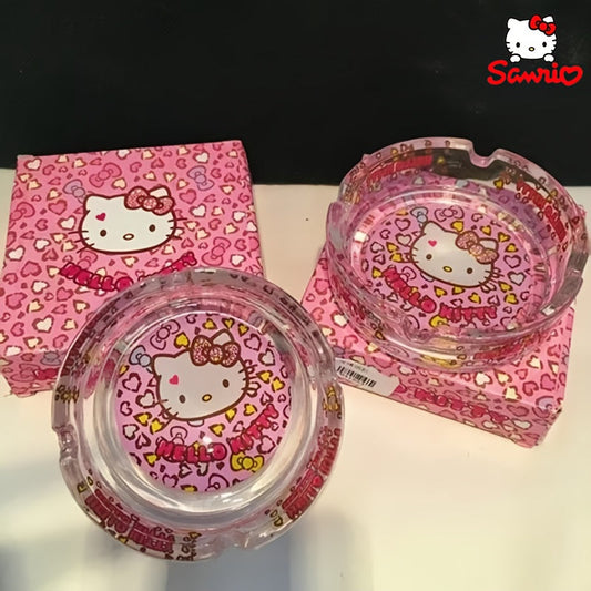 Y2K Cute Cartoon Glass Ashtray – Pink Heart Star Decorative Ash Tray