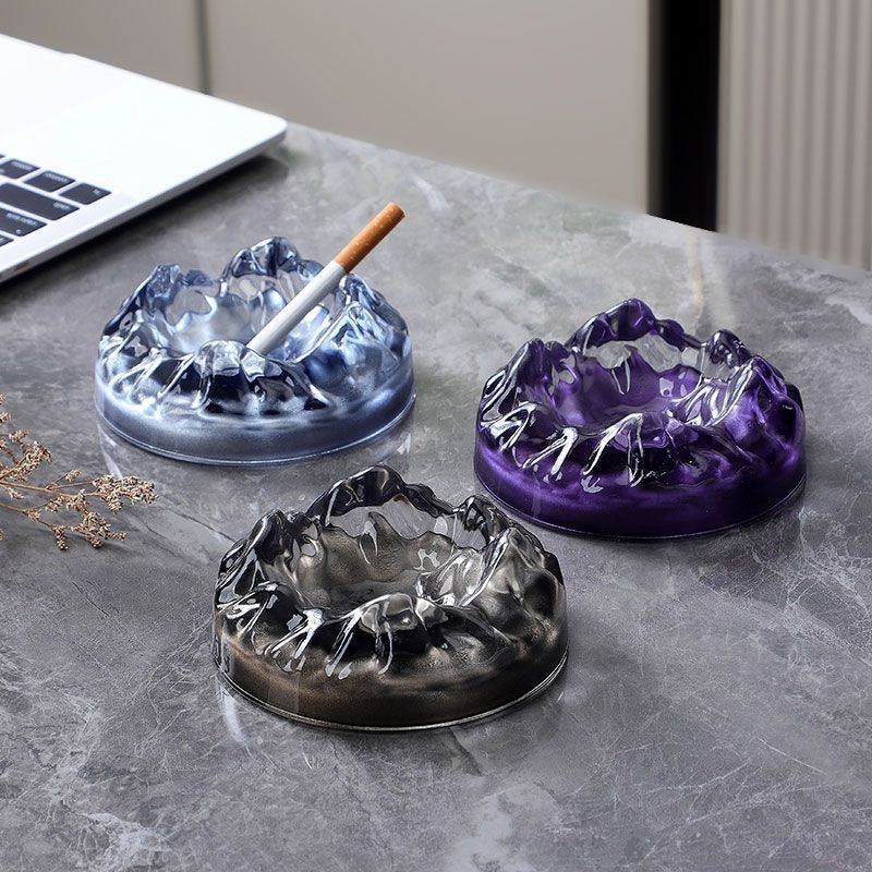 Nordic Iceberg Glass Ashtray – Light Luxury Desktop Decor