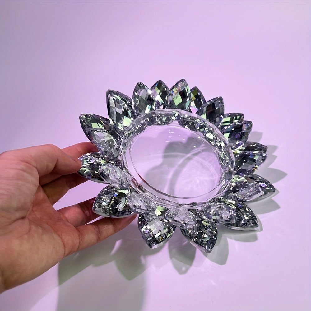 Crystal Lotus Ashtray & Candlestick – Decorative Desktop Piece