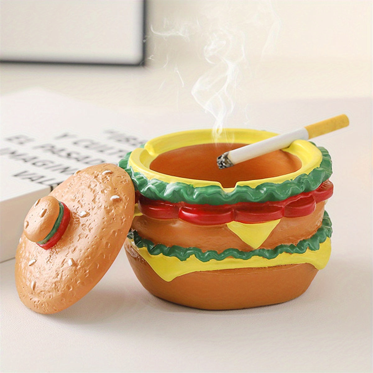 Orange Resin Ashtray with Lid – Creative Desktop Decor