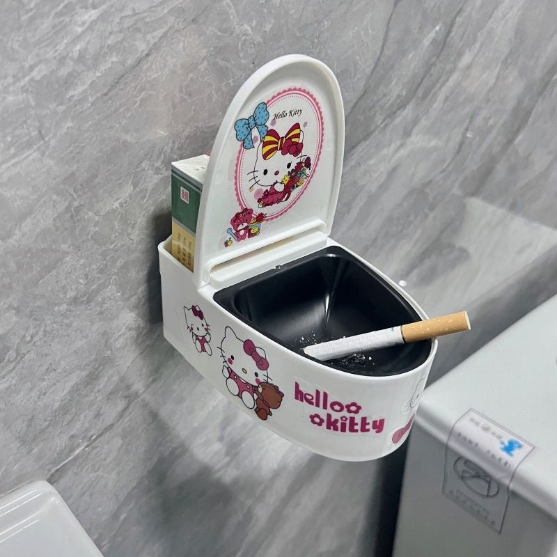 Cute Wall Ashtray with Lid – Anti-Flying Ash Bathroom & Home Use